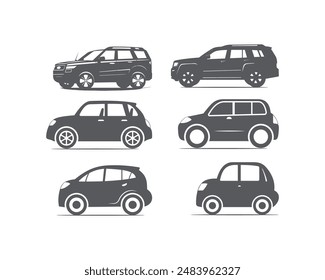 car silhouette vector illustrations  flat illustrations