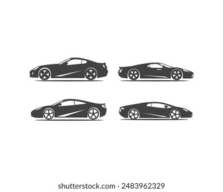 car silhouette vector illustrations  flat illustrations