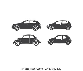 car silhouette vector illustrations  flat illustrations