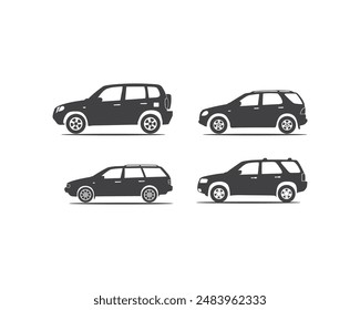 car silhouette vector illustrations  flat illustrations