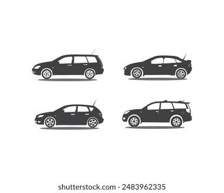 Ilustraciones vectoriales de silueta de coche ilustraciones planas