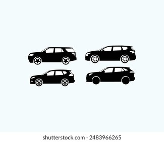 car silhouette vector illustrations  flat