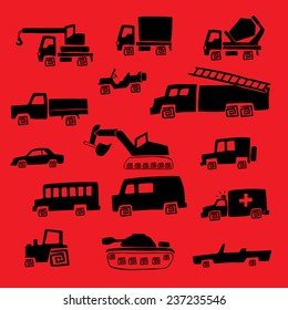Car silhouettes drawn by hand.