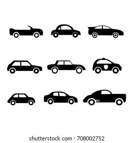Car silhouettes icon set