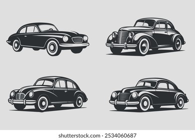 car silhouettes set, large pack of vector silhouette design