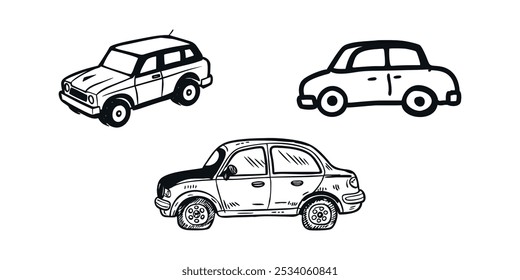 car silhouettes set, large pack of vector silhouette design