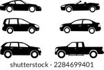 car silhouettes set - vector
