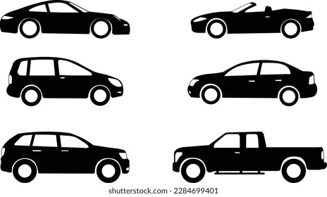 car silhouettes set - vector
