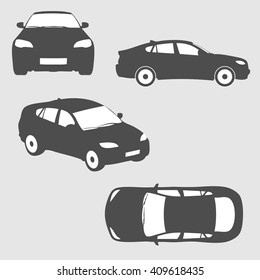Car Silhouettes. Transportation Vector background