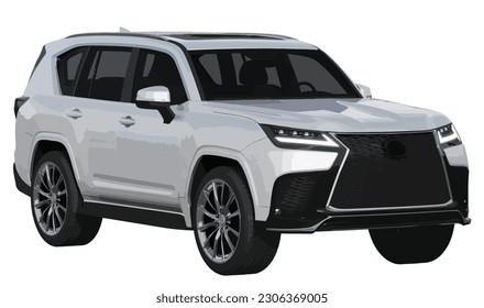 car silver big large muscle SUV 4x4  silver luxury design modern RX LX art vector template isolated on white background