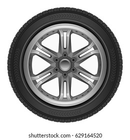 Car silver wheel on a white background