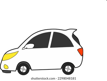 Car Simple Cute White Transportation Vector Illustration
