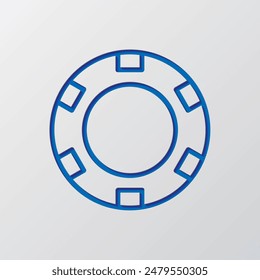 Car simple icon vector. Flat design. Paper cut design. Cutted blue symbol with shadow. Gray background.ai