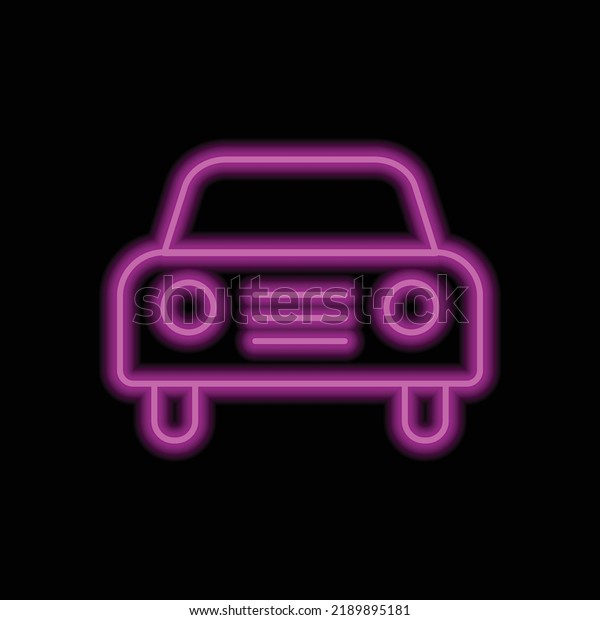 Car simple icon vector. Flat design. Purple\
neon on black\
background.ai