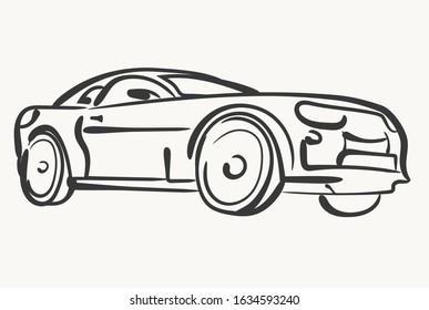 Old Custom Car Silhouette Hot Rod Stock Illustration 1021144606