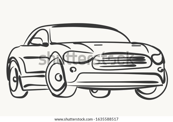Car Simple illustration,\
modern automobile silhouette, front view outline, line design.\
Vector