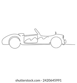 Car Single continuous line art drawing elegant race car vector art illustration design