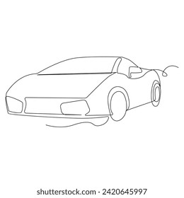 Car Single continuous line art drawing elegant race car vector art illustration design