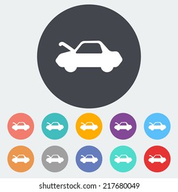 Car. Single flat icon on the circle. Vector illustration.