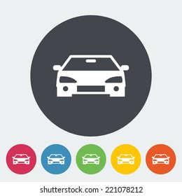 Car. Single flat icon on the circle. Vector illustration.