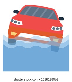Car sinking flat details icon 