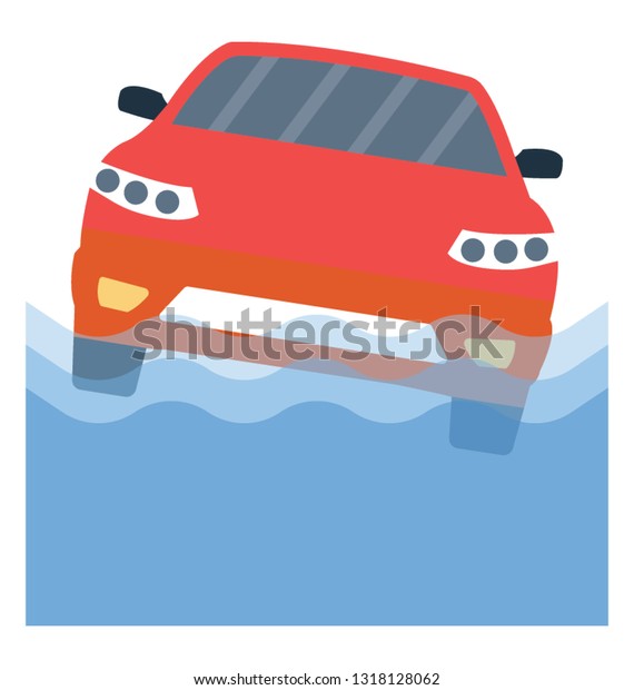 Car sinking flat details icon\

