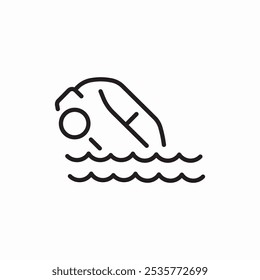 car sinking lake icon sign vector