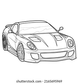 car sketch, coloring, isolated object on a white background, vector illustration, eps