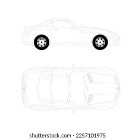 car sketch from top view and side view