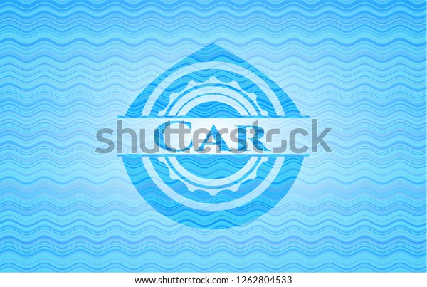 Car  sky blue water\
wave style emblem.