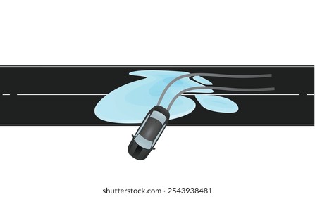 Car slides when come to aquaplaning. vector