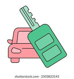 Car with smart key icon. Auto service