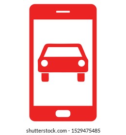 Car and smartphone on white