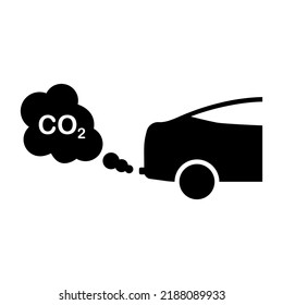 Car Smog Air Dioxide Symbol. Car Exhaust CO2 Black Silhouette Icon. Climate Environment Conservation. Transport Vehicle Pipe Smoke Gas Pollution Emission Glyph Pictogram. Isolated Vector