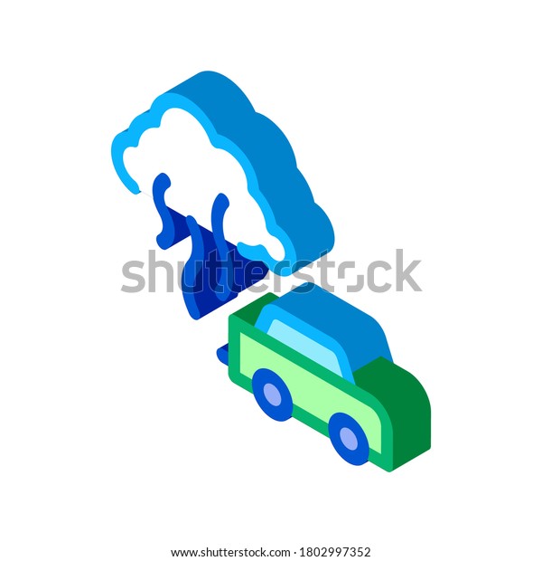 car smog smoke icon vector.\
isometric car smog smoke sign. color isolated symbol\
illustration