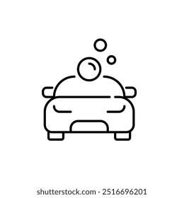 Car and soap bubbles. Fresh spotless car after cleaning. Pixel perfect vector icon