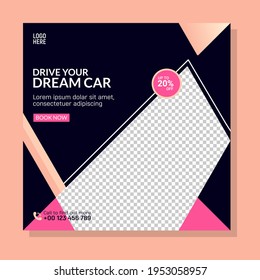 Car social media banner design, Luxury car social media post banner design template.