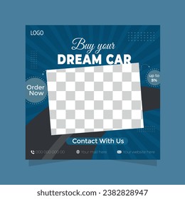 Car social media post or square web banner advertising template design.