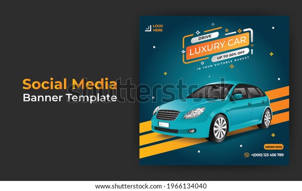 Car social media post or square web banner
advertising template
design