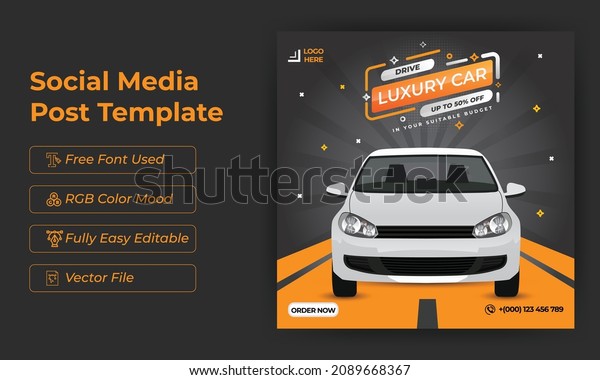 Car social media post or square web banner
advertising template