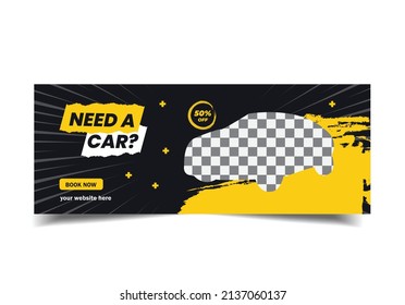 car social media post template, web banner template, cover, header