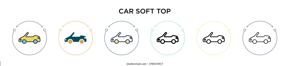 Car soft top cabriolet icon in filled, thin line, outline and stroke style. Vector illustration of two colored and black car soft top vector icons designs can be used for mobile, ui, web