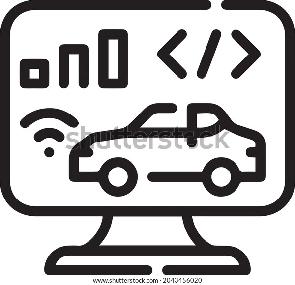 Car Software icon, out line vector icon Web\
icon simple thin line vector\
icon