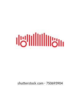 Car with Sound Wave Shape Logo Vector