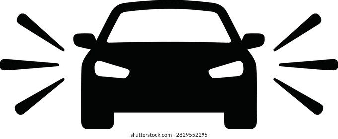 Car with sound waves icon, loud horn or noise symbol vector design.