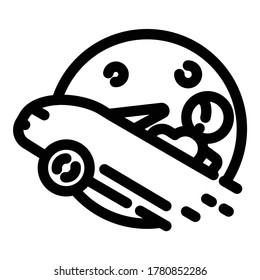 Car In Space Flat Icon Isolated On White Background