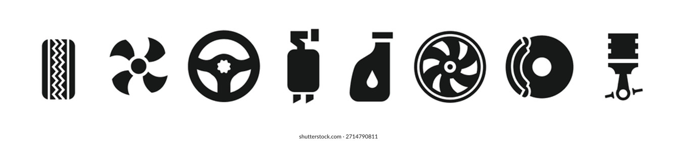 Iconos de la pieza de repuesto del coche Ilustración vectorial