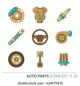 Car spare parts, flat style design