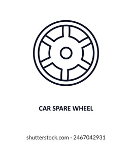 car spare wheel outline icon.  Thin line icon from car parts collection. Editable vector isolated on white background