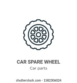 Car spare wheel outline vector icon. Thin line black car spare wheel icon, flat vector simple element illustration from editable car parts concept isolated on white background